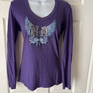 Harley-Davidson Purple Long Sleeve Tee with Graphic